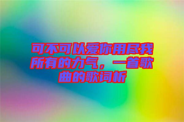 可不可以愛(ài)你用盡我所有的力氣，一首歌曲的歌詞析