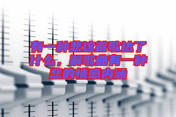 有一種悲這首歌達(dá)了什么，解歌曲有一種悲的情感內(nèi)涵