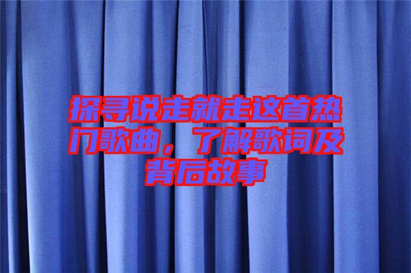 探尋說走就走這首熱門歌曲，了解歌詞及背后故事