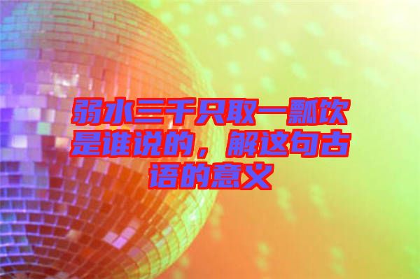 弱水三千只取一瓢飲是誰說的，解這句古語的意義