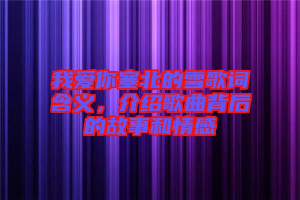 我愛你塞北的雪歌詞含義，介紹歌曲背后的故事和情感