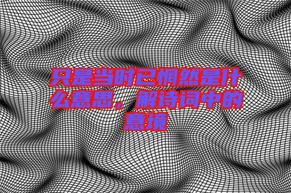 只是當(dāng)時(shí)已惘然是什么意思，解詩(shī)詞中的意境