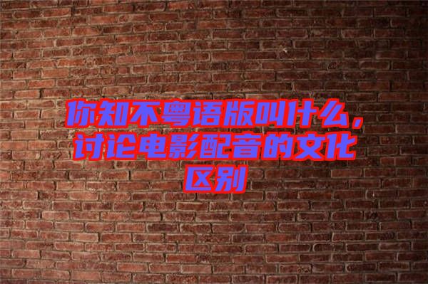 你知不粵語版叫什么，討論電影配音的文化區(qū)別