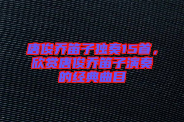 唐俊喬笛子獨奏15首，欣賞唐俊喬笛子演奏的經(jīng)典曲目