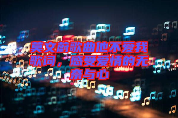 莫文蔚歌曲他不愛我歌詞，感受愛情的無奈與心