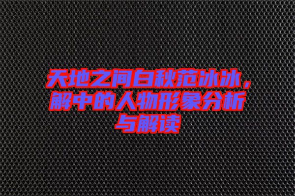 天地之間白秋范冰冰，解中的人物形象分析與解讀
