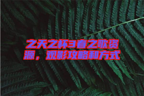 之天之杯3春之歌資源，觀影攻略和方式
