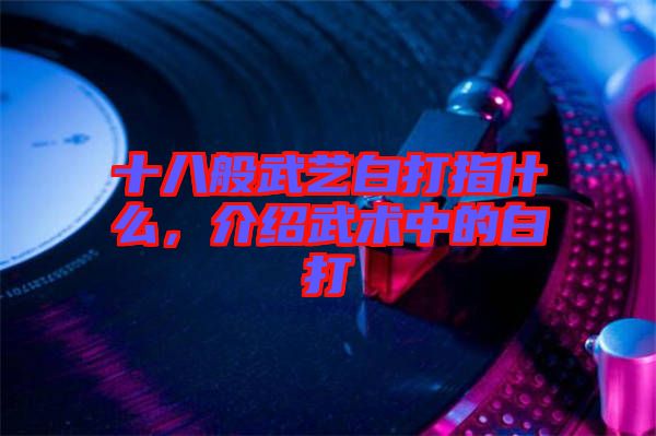 十八般武藝白打指什么，介紹武術(shù)中的白打