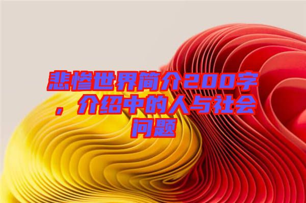 悲慘世界簡介200字，介紹中的人與社會問題
