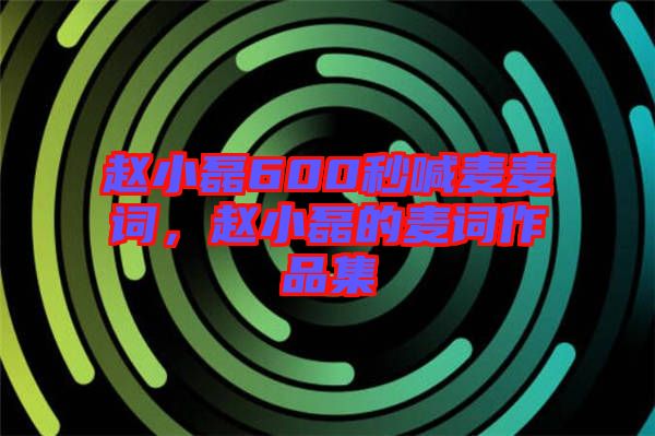 趙小磊600秒喊麥麥詞，趙小磊的麥詞作品集