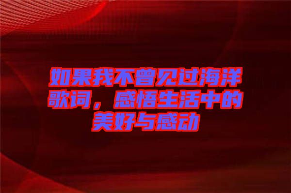 如果我不曾見過海洋歌詞，感悟生活中的美好與感動