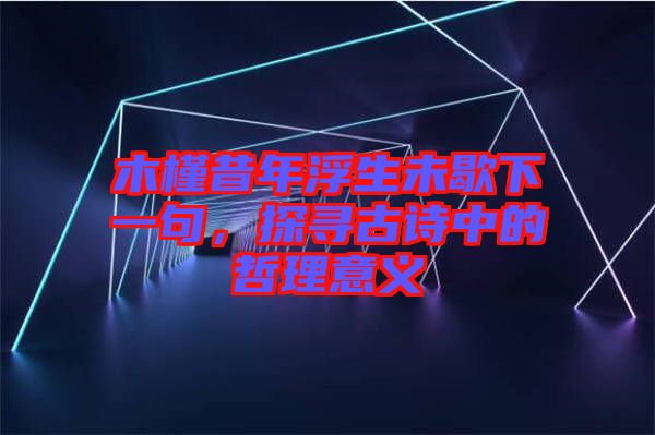 木槿昔年浮生未歇下一句，探尋古詩中的哲理意義