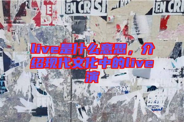 live是什么意思，介紹現(xiàn)代文化中的live演