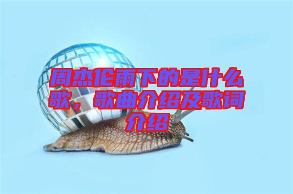 周杰倫雨下的是什么歌，歌曲介紹及歌詞介紹
