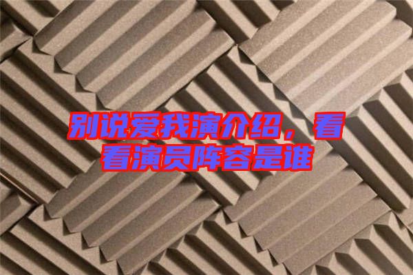 別說愛我演介紹，看看演員陣容是誰