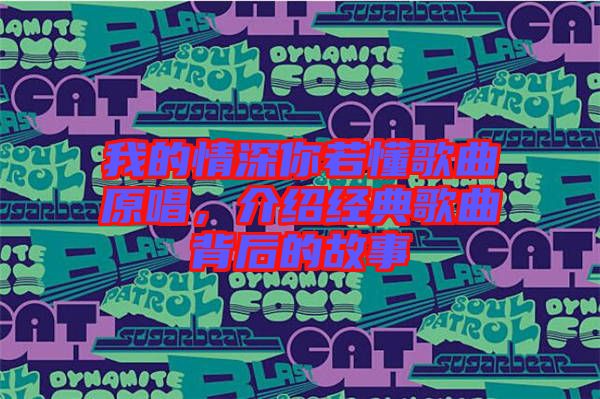 我的情深你若懂歌曲原唱，介紹經(jīng)典歌曲背后的故事