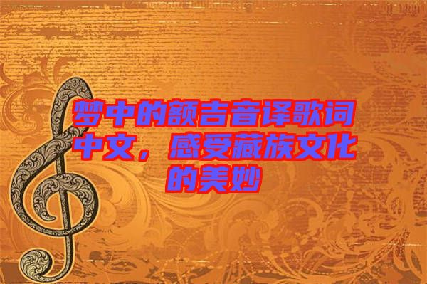 夢(mèng)中的額吉音譯歌詞中文，感受藏族文化的美妙