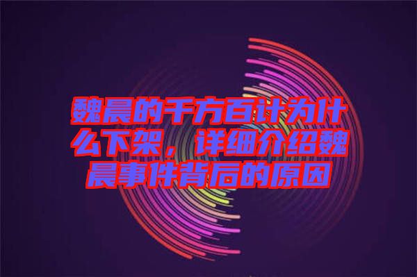 魏晨的千方百計為什么下架，詳細介紹魏晨事件背后的原因