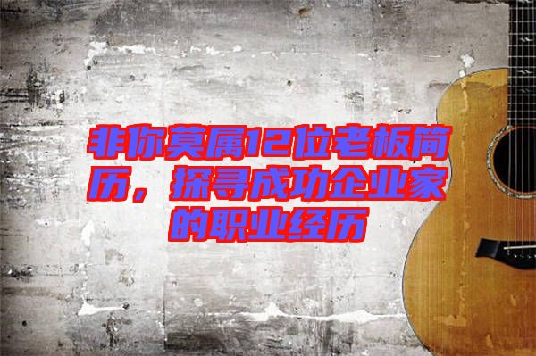 非你莫屬12位老板簡歷，探尋成功企業(yè)家的職業(yè)經(jīng)歷