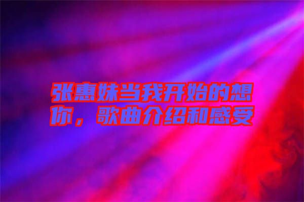 張惠妹當我開始的想你，歌曲介紹和感受