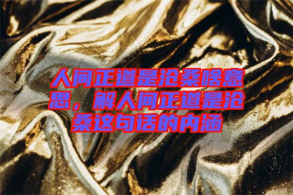 人間正道是滄桑啥意思，解人間正道是滄桑這句話的內(nèi)涵