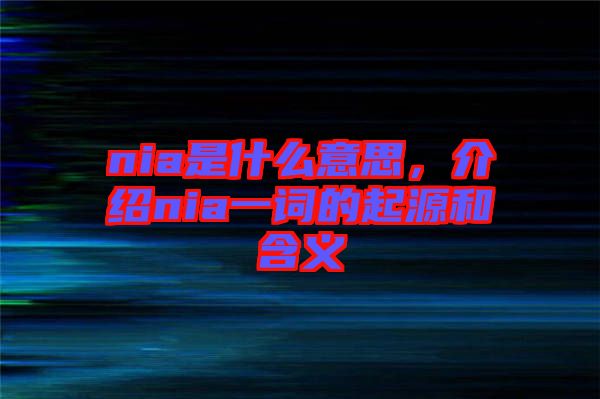 nia是什么意思，介紹nia一詞的起源和含義