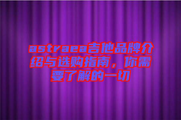 astraea吉他品牌介紹與選購指南，你需要了解的一切