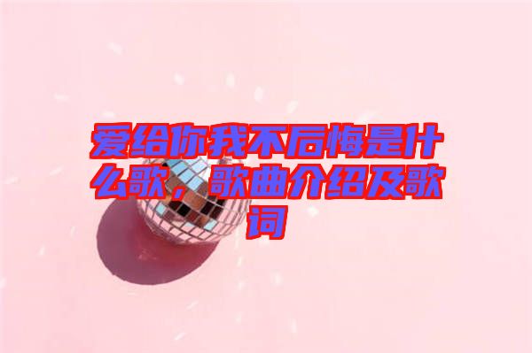 愛給你我不后悔是什么歌，歌曲介紹及歌詞