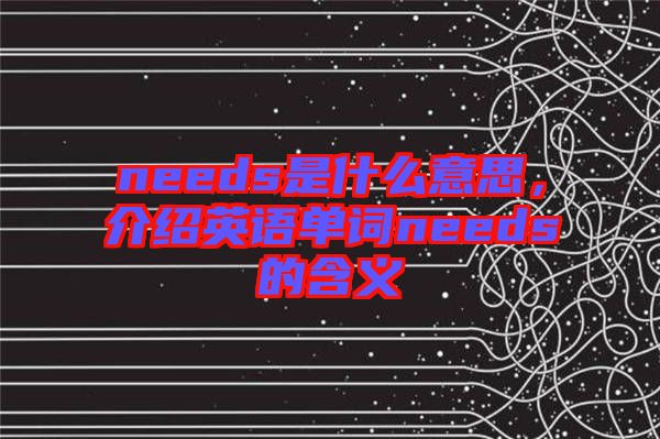 needs是什么意思，介紹英語(yǔ)單詞needs的含義