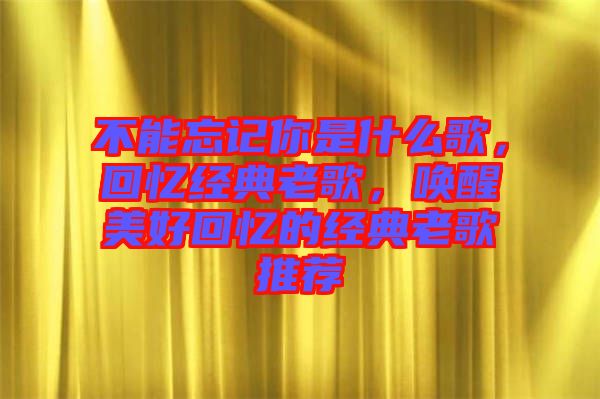 不能忘記你是什么歌，回憶經(jīng)典老歌，喚醒美好回憶的經(jīng)典老歌推薦