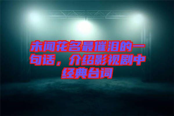 未聞花名最催淚的一句話，介紹影視劇中經(jīng)典臺(tái)詞