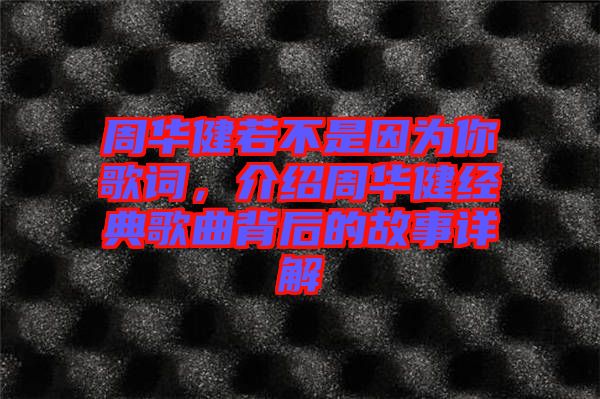 周華健若不是因?yàn)槟愀柙~，介紹周華健經(jīng)典歌曲背后的故事詳解
