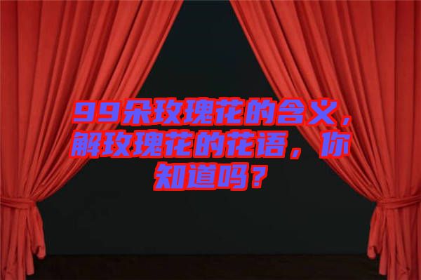 99朵玫瑰花的含義，解玫瑰花的花語，你知道嗎？