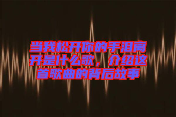 當我松開你的手淚離開是什么歌，介紹這首歌曲的背后故事