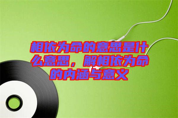 相依為命的意思是什么意思，解相依為命的內(nèi)涵與意義