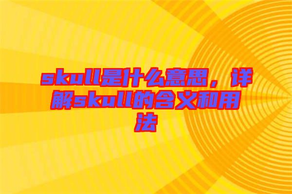 skull是什么意思，詳解skull的含義和用法