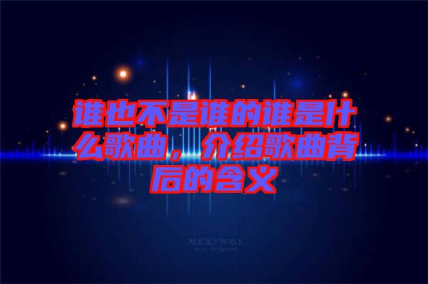誰(shuí)也不是誰(shuí)的誰(shuí)是什么歌曲，介紹歌曲背后的含義