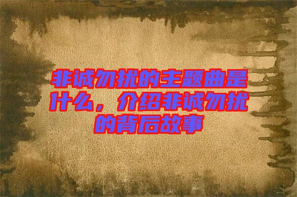 非誠(chéng)勿擾的主題曲是什么，介紹非誠(chéng)勿擾的背后故事