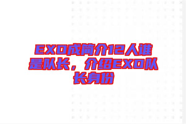 EXO成簡介12人誰是隊長，介紹EXO隊長身份