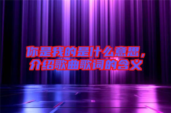 你是我的是什么意思，介紹歌曲歌詞的含義