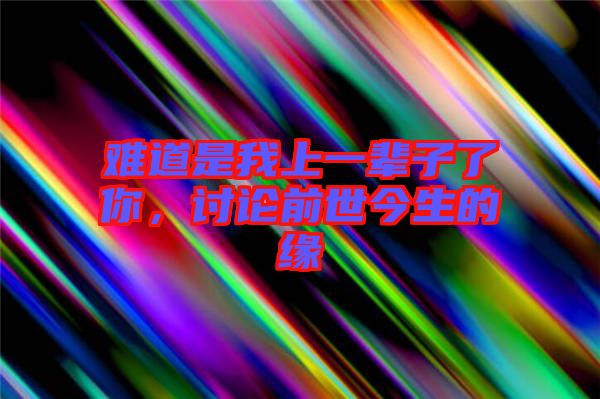 難道是我上一輩子了你，討論前世今生的緣