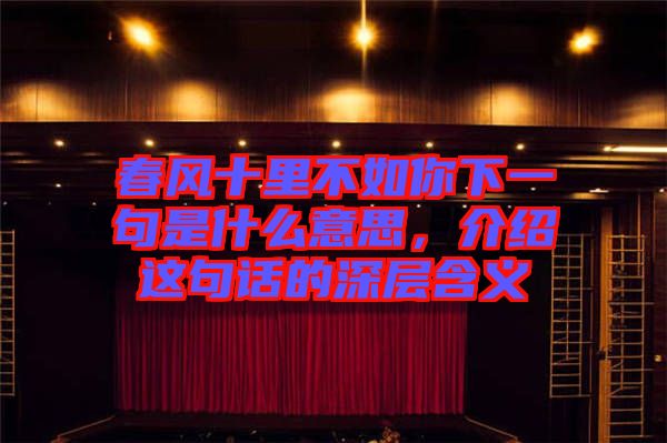 春風(fēng)十里不如你下一句是什么意思，介紹這句話的深層含義