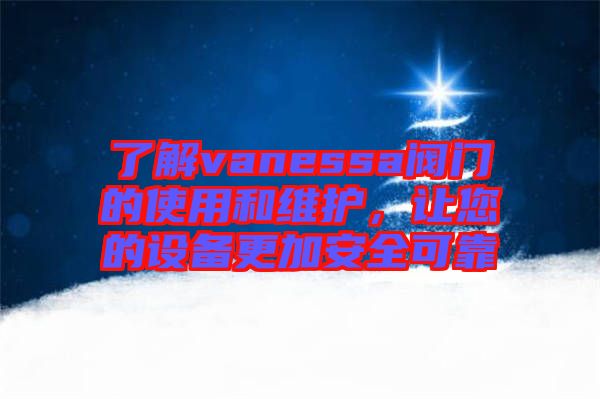 了解vanessa閥門的使用和維護(hù)，讓您的設(shè)備更加安全可靠