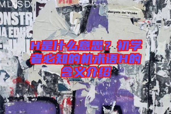 H是什么意思？初學(xué)者必知的機(jī)術(shù)語H的含義介紹