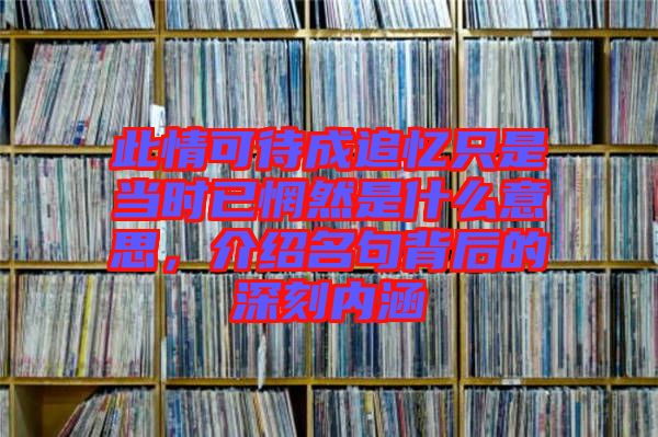 此情可待成追憶只是當(dāng)時已惘然是什么意思，介紹名句背后的深刻內(nèi)涵