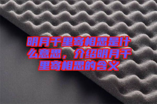 明月千里寄相思是什么意思，介紹明月千里寄相思的含義