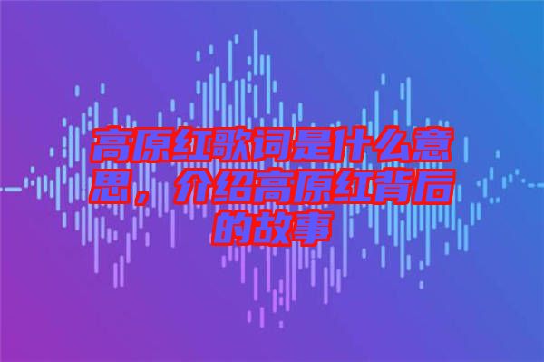 高原紅歌詞是什么意思，介紹高原紅背后的故事