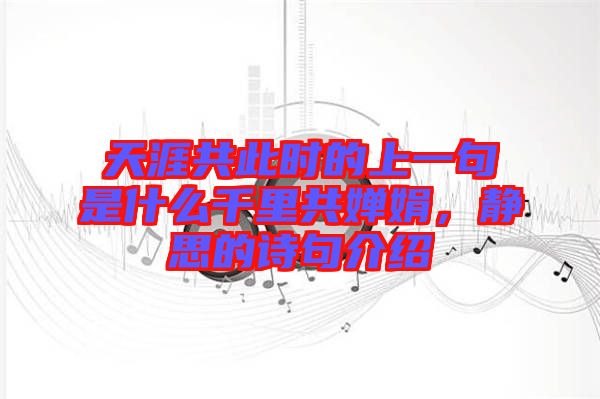 天涯共此時的上一句是什么千里共嬋娟，靜思的詩句介紹