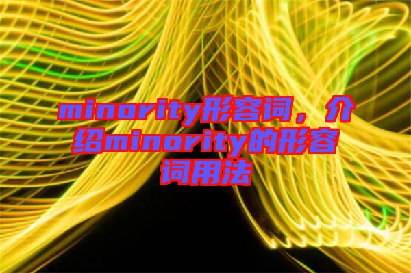 minority形容詞，介紹minority的形容詞用法