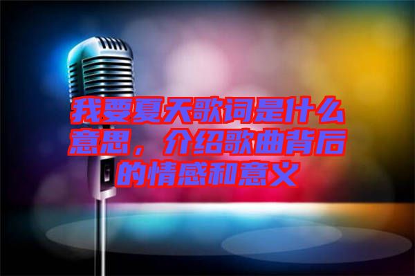 我要夏天歌詞是什么意思，介紹歌曲背后的情感和意義